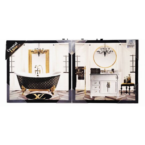 Crystal Luxe Bath Time With Louis Vuitton 2-PC Framed Canvas Wall Decor - Picture 1 of 13